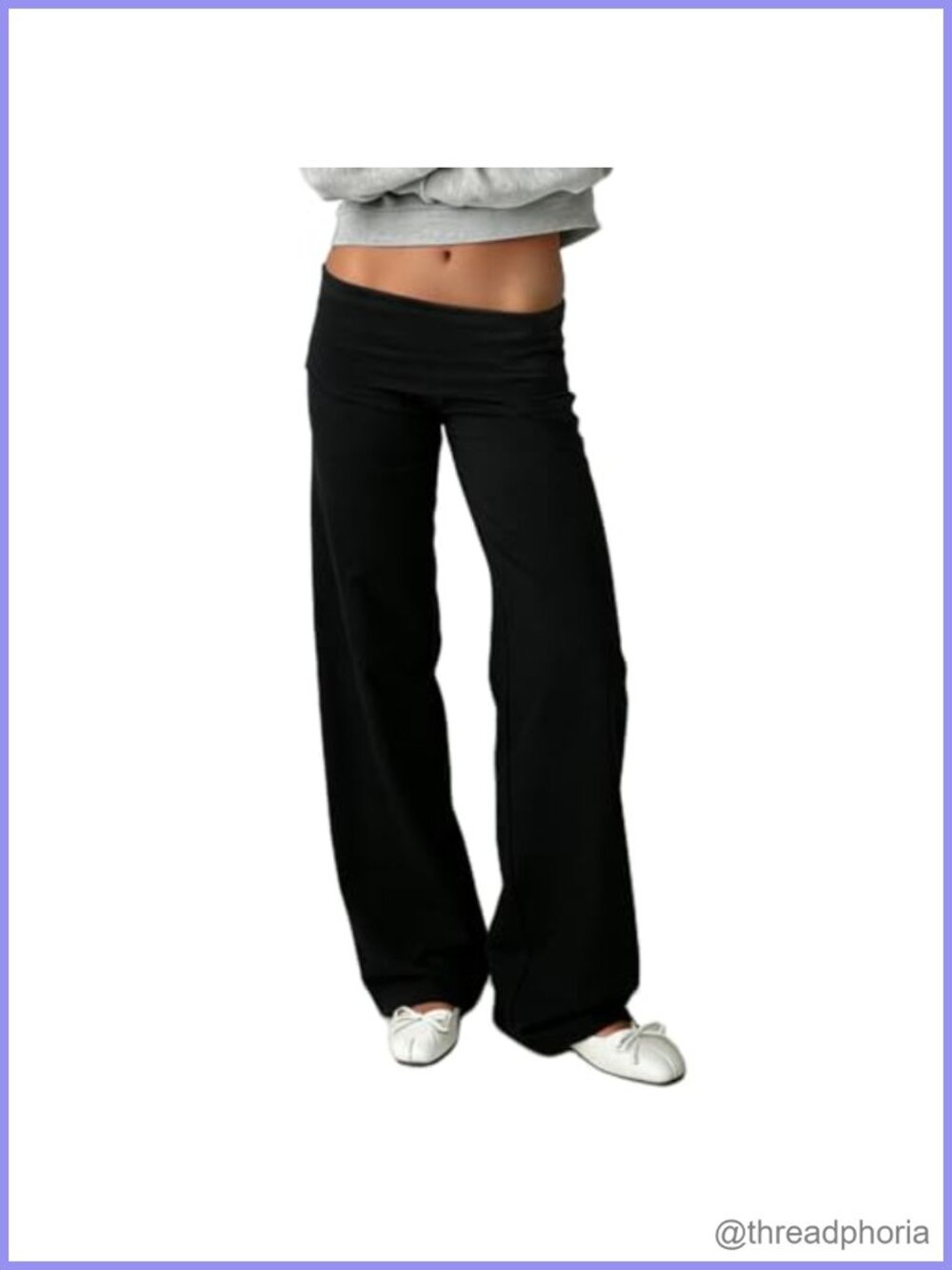 Fold Over Wide Leg Lounge Pants Polyester Low Rise Yoga Sweatpants